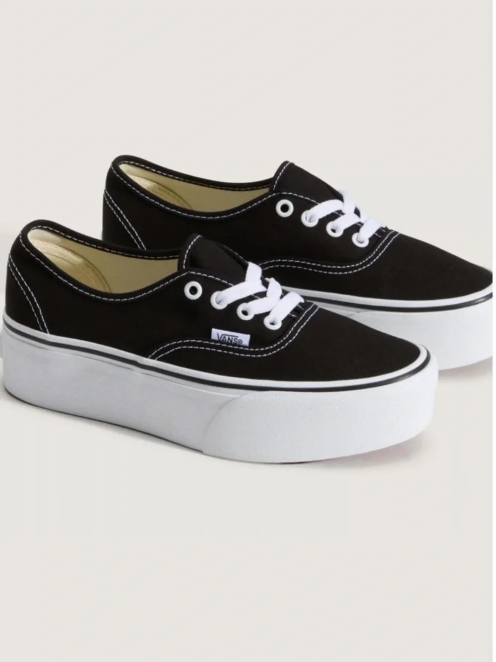 Vans Black Canvas Platform Lace-Up Sneakers with White Sole